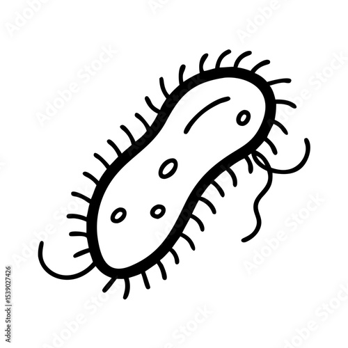 Bacteria Silhouette Icon Vector – Microbe Germ Clipart in Black | Minimal Pathogen Illustration for Science, Biology, Medicine, Education, Infographic Use