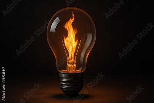Wallpaper Mural Unique light bulb with flame inside creating captivating visual effect in dark setting Torontodigital.ca