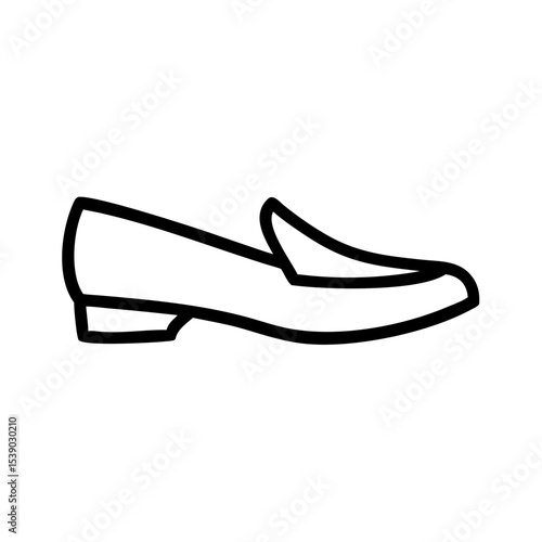 Loafer Shoe Line Icon – Minimal Footwear Vector Outline for Fashion Design, Casual Style Clipart, Elegant Formal Wear Symbol, Black Line Art Drawing