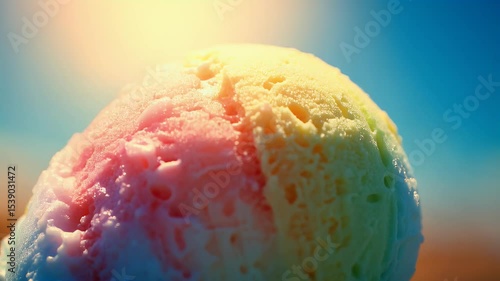 Close-up of a colorful ice cream scoop.