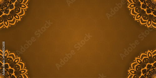 Elegant tradition gradient blog writing frame-Ornament frame border Banner blank Decoration for banner, futuristic, cover, decoration, card | Arabic pattern with burnt orange gradient color 