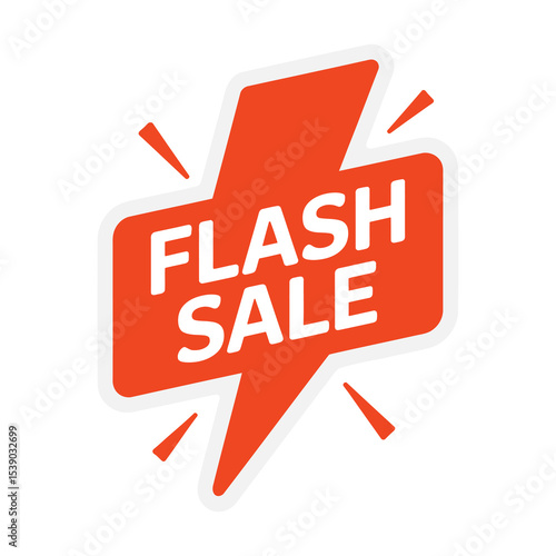 Flash sale announcement orange lightning bolt badge
