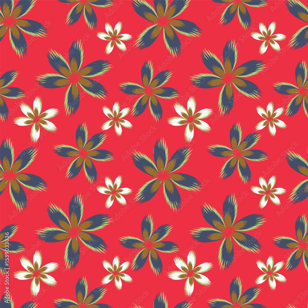 Fototapeta premium Elegant seamless floral pattern with fall flowers. Repeatable botanical background. Flat vector illustration
