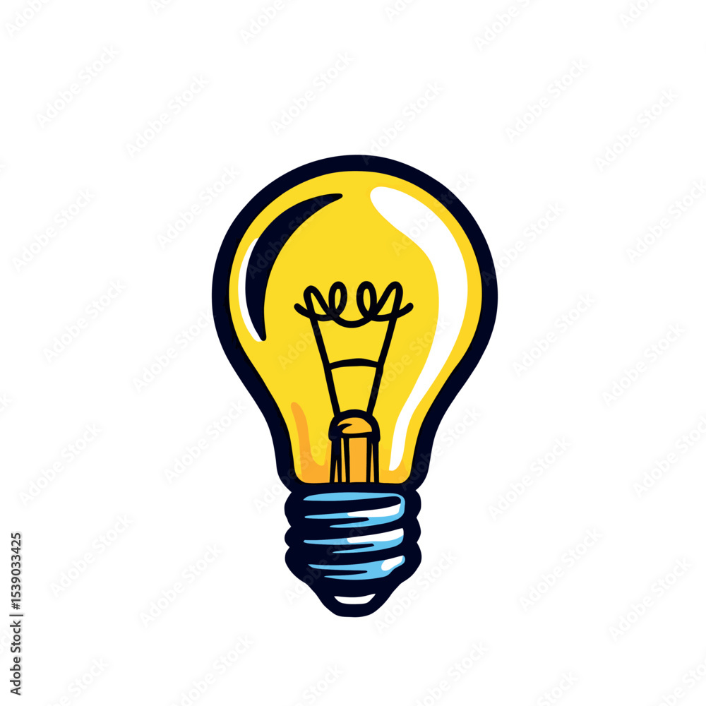 Bright and Cheerful Light Bulb Sticker Design A Vector Graphic Art Bright and Cheerful Light Bulb Sticker Design A Vector Graphic Art