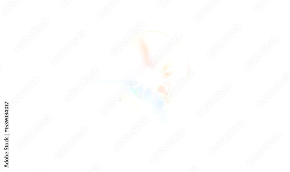 Obraz premium Yellow star flashed with sparkles sun isolated on white background. Soft glow without departing rays, sunlight with lens flare effect. PNG vector light effect.