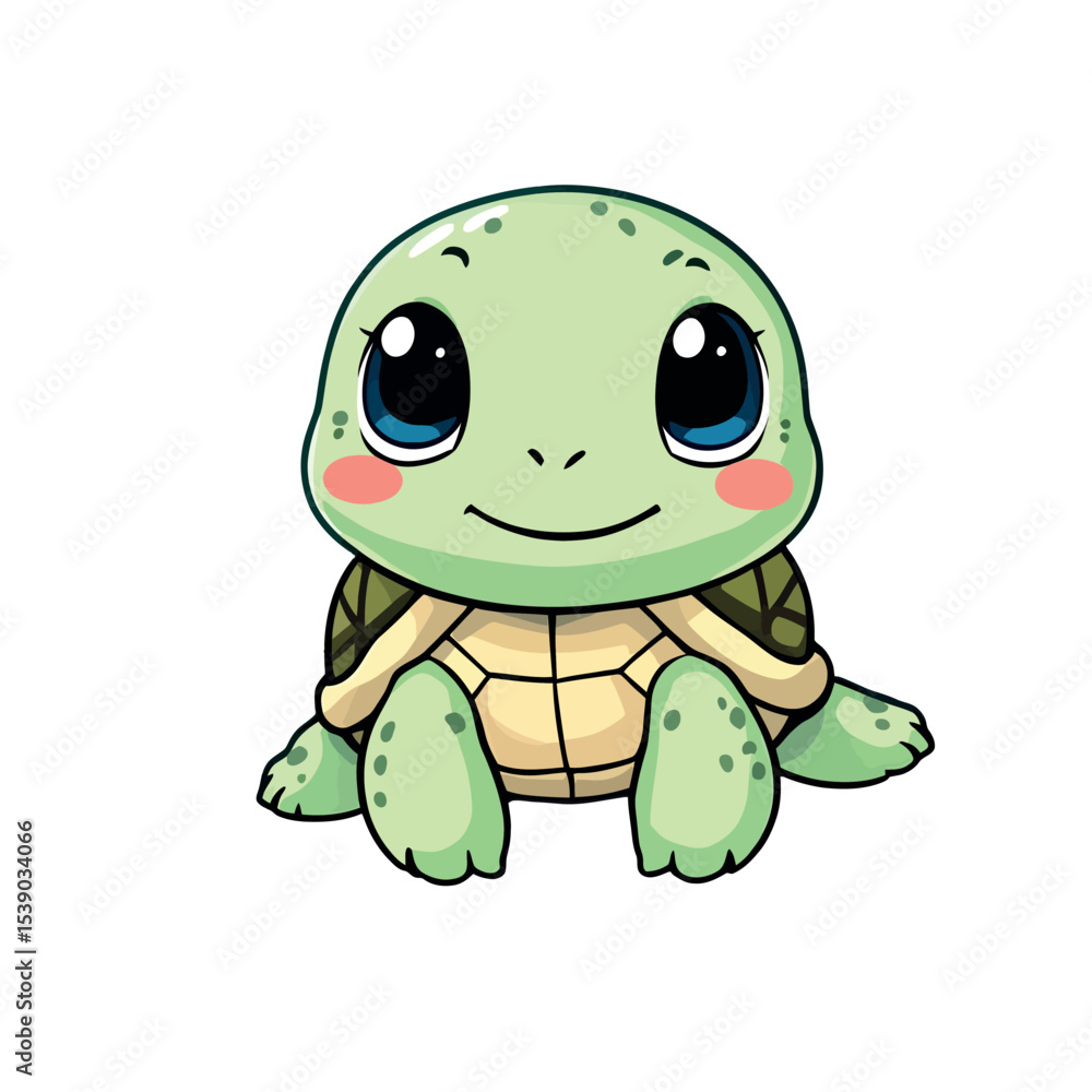 A charming light green baby turtle sticker image with cute big eyes A charming light green baby turtle sticker image with cute big eyes