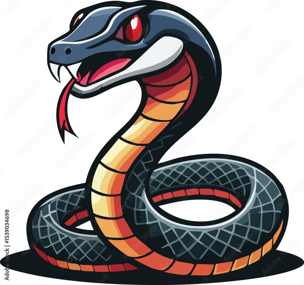 Fototapeta premium Venomous Serpent Mascot, Ready to Strike