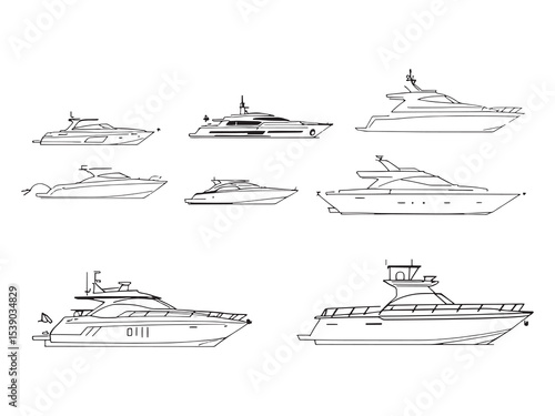 Yacht boat outline vector minimalist line sketch