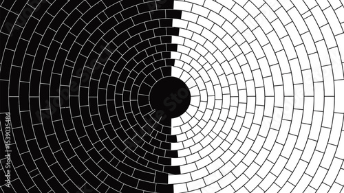 Abstract black and white circle pattern design background yin yang style modern art illustration graphic 100 editable stock vector illustration