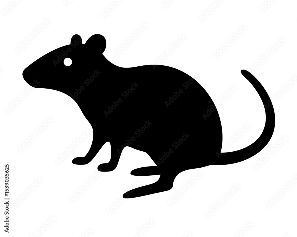 Obraz premium Standing Rat Silhouette Icon - Monochrome Vector Sign on White Background