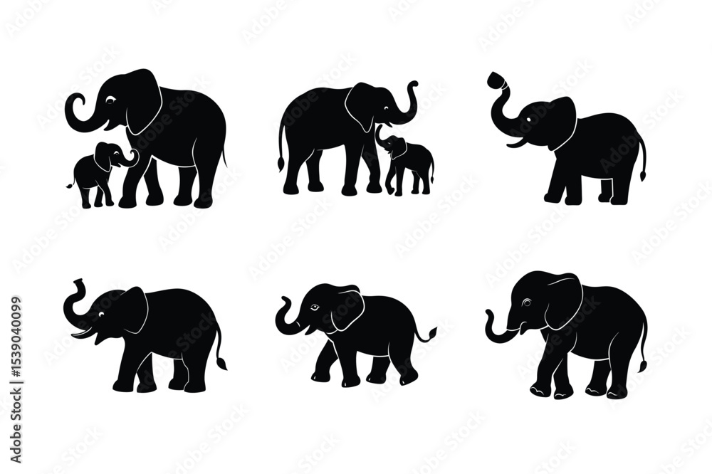 Obraz premium Elephant silhouette design bundle