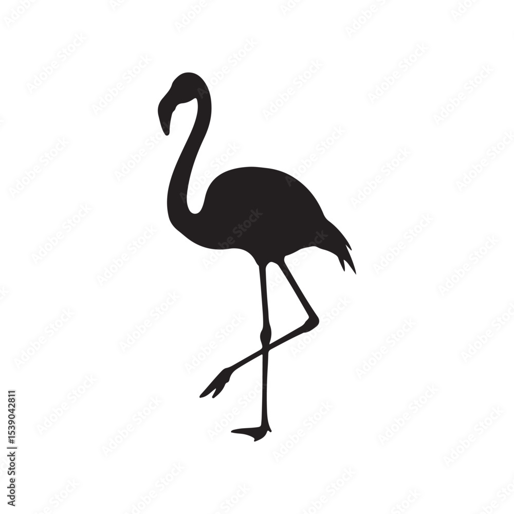 Naklejka premium Flamingo silhouette vector flat illustration on white background.