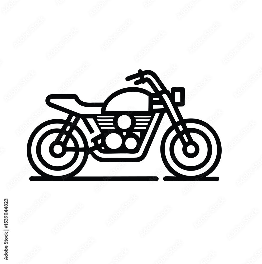 Fototapeta premium Motorcycle with Checkered Flags – Outline Vector on White Background