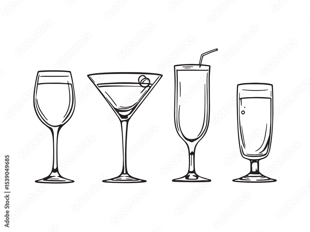 Simple Cocktail Line Drawings Simple Cocktail Line Drawings