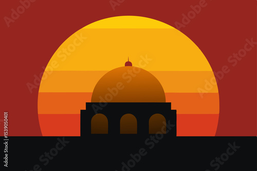 silhouette of mosque in sunset