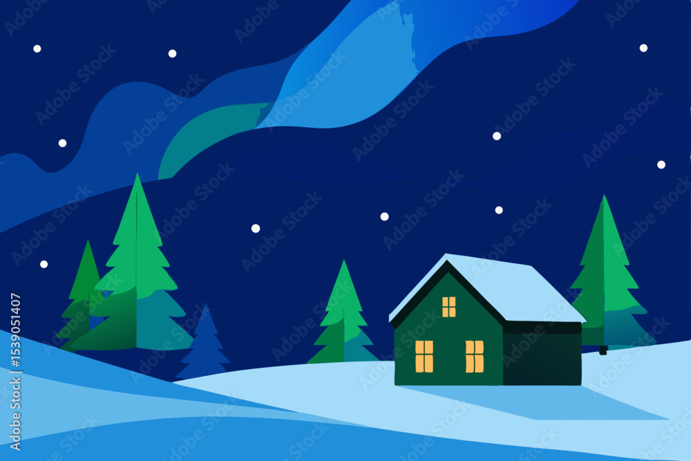 Fototapeta premium winter landscape with house