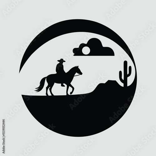 Horse and Cowboy Silhouette at Sunset