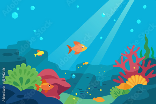 underwater world with fishes
