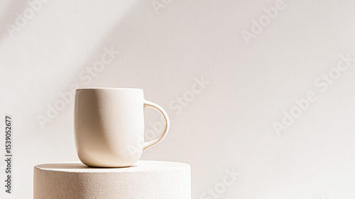 Wallpaper Mural White ceramic mug and notebooks on wooden table indoors. Space for text. Torontodigital.ca