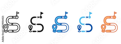 Roadmap Icon Set Multiple Style Collection