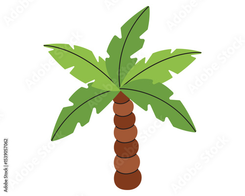 Cartoon palm tree. Vector illustration in flat style.