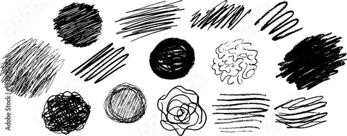 Abstract collection of hand-drawn sketchy dots and lines for artistic design and decoration