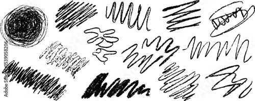 Abstract art design featuring hand drawn chaotic torn fragments for creative projects