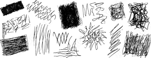 Abstract hand-drawn chaotic torn fragments for creative design projects