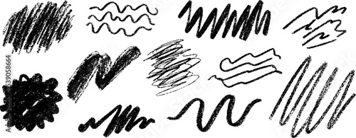 Collection of dynamic hand-drawn lines and scribbles for artistic design