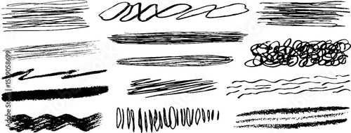 Hand drawn doodle collection of twelve edge fills for artistic design and decoration