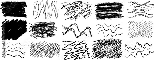 Twelve unique hand drawn chaotic textures for artistic design and creative projects