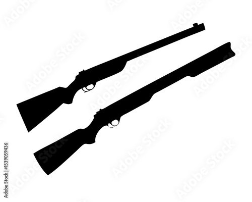 Shotgun & Hunting Rifle Silhouette Vector - Minimalist Firearm Outline for Security Logos, Sport Hunting Designs & Editorial Graphics, Isolated White