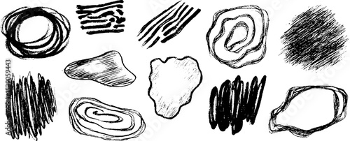 Abstract collection of twelve irregular outline forms