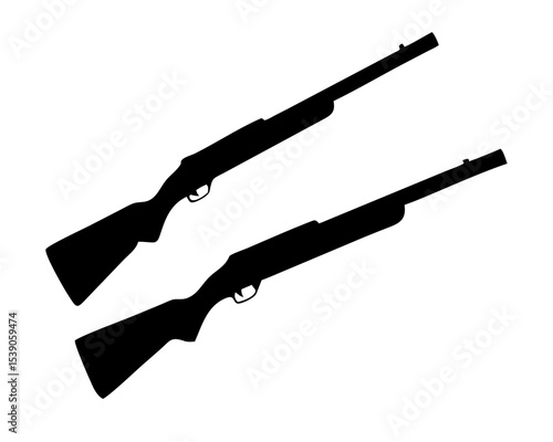 Shotgun & Hunting Rifle Silhouette Vector - Minimalist Firearm Outline for Security Logos, Sport Hunting Designs & Editorial Graphics, Isolated White