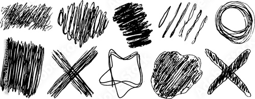 Creative chaos: a collection of twelve messy intersecting shapes for artistic design