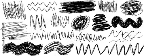 Hand drawn messy line separators collection for creative design projects