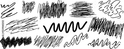 Hand drawn collection of twelve rough borders and doodles for creative design projects