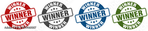 winner stamp. winner round stamp set isolated on white background