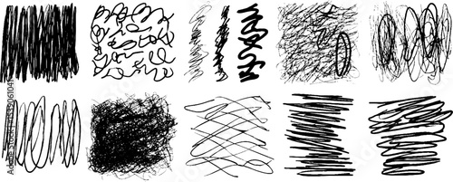 Set of twelve hand-drawn sketchy background patterns for creative design