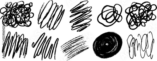 Twelve unique hand drawn tangled line designs for creative projects