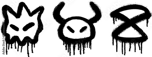 Mystical symbols: dragon claw, rune stone, cursed ring designs for magical themes