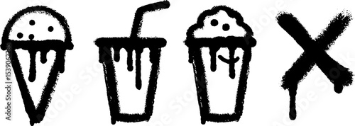 Ice cream cone and soda cup set with bent straws for summer fun design