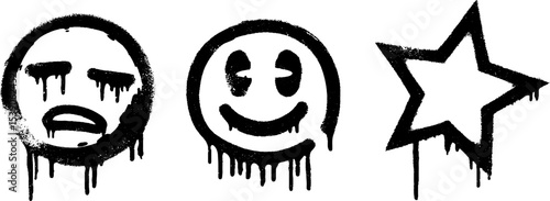 Dripping moon and star faces with telescopic theme for night sky designs