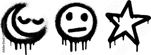 Whimsical night sky elements with moon, sleepy star, and telescope design for creative projects