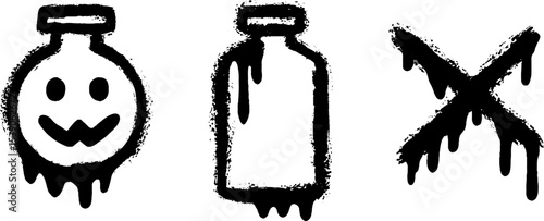 Enchanted potion bottle collection with glowing runes for magic design