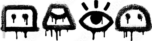 Ancient symbols on stone tablets with eye and sun designs for cultural art projects