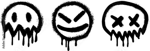 Dripping grunge smileys with submarine and sonar themes for urban art design