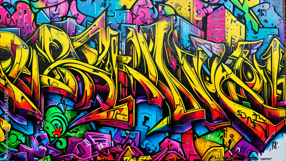 custom made wallpaper toronto digitalColorful Urban Graffiti Wall with Abstract Street Art Design