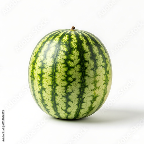 Fresh Whole Watermelon on White Background
