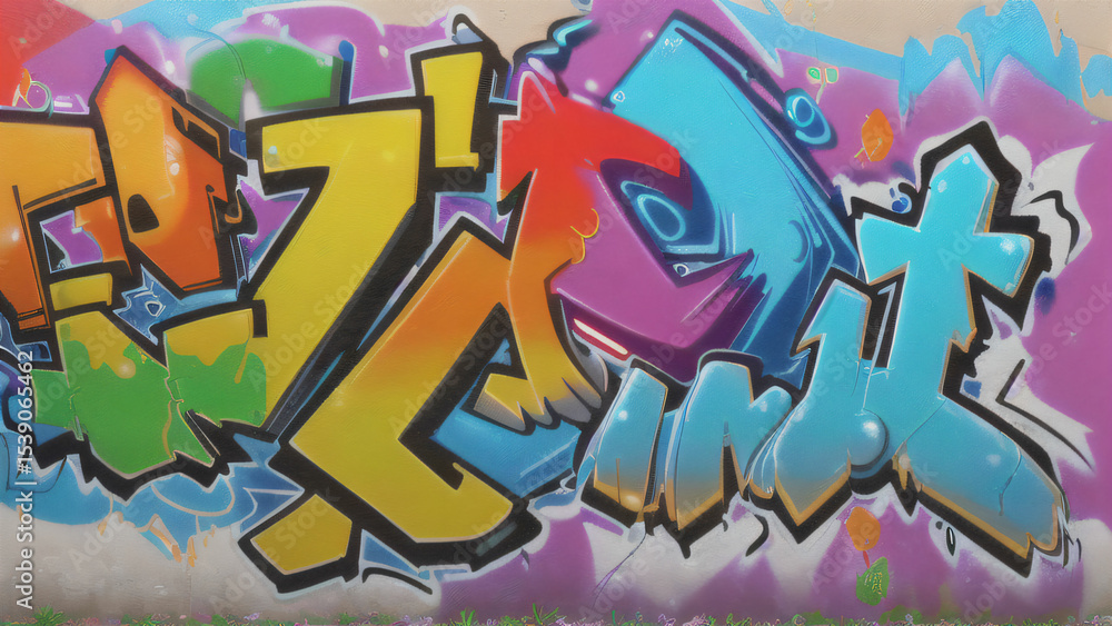 Colorful Urban Graffiti Wall with Abstract Street Art Design Colorful Urban Graffiti Wall with Abstract Street Art Design